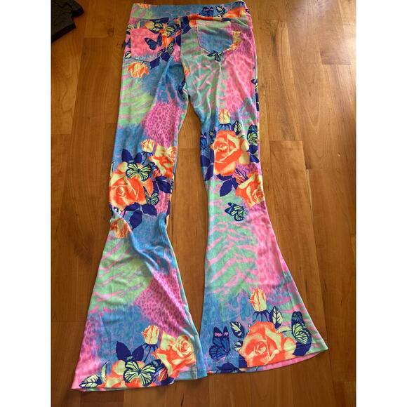 New Elsie & Fred Y2K flared pants Low rise bootcut colorful festival trouser XS - Picture 7 of 7